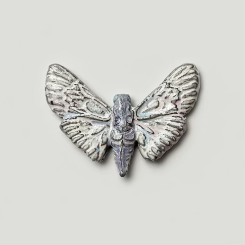 Gothic Moth Fridge Magnet – Nocturnal Wing Ceramic Ornament, 7.5×5 cm by Red Raven Pottery