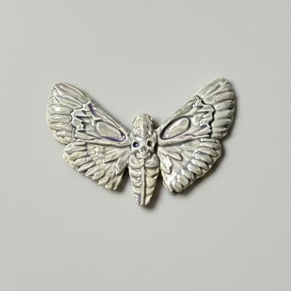 Gothic Moth Fridge Magnet – Nocturnal Wing Ceramic Ornament, 7.5×5 cm by Red Raven Pottery