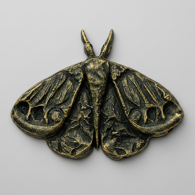 Gothic Moth Handmade Plaster Wall Hanging -  Nocturnal Studio Cast Ornament, 15.5 x 11.5 x 2 cm