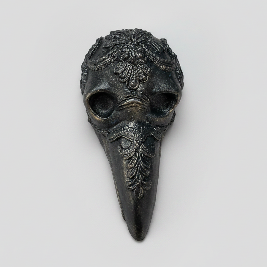Gothic Raven Skull Handmade Plaster Wall Hanging - Baroque Studio Cast Ornament, 10 x 4 x 5 cm by Hook & Hex