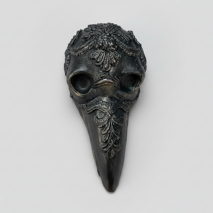 Gothic Raven Skull Handmade Plaster Wall Hanging - Baroque Studio Cast Ornament, 10 x 4 x 5 cm by Hook & Hex