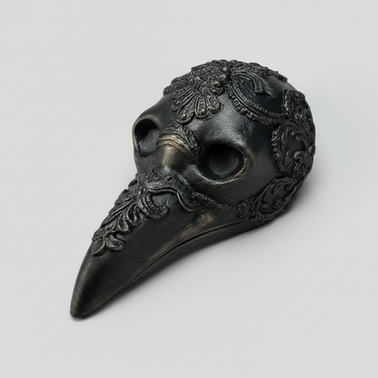 Gothic Raven Skull Handmade Plaster Wall Hanging - Baroque Studio Cast Ornament, 10 x 4 x 5 cm by Hook & Hex