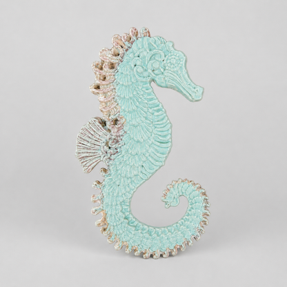Graceful Seahorse Ceramic Wall Hanging – Ocean Spirit Figurine, 17×10 cm by Red Raven Pottery