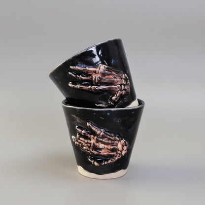 Grave Grip Ceramic Minis – Dark Duo For Shots And Succulents, Ø4.5×5.5 cm by Red Raven Pottery