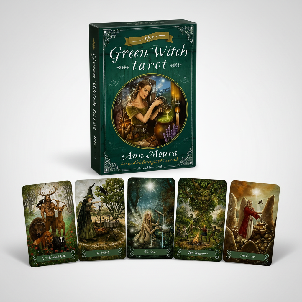 Green Witch Tarot Deck – Natural Wisdom for Pagan Guidance, 78 cards, 10×6 cm
