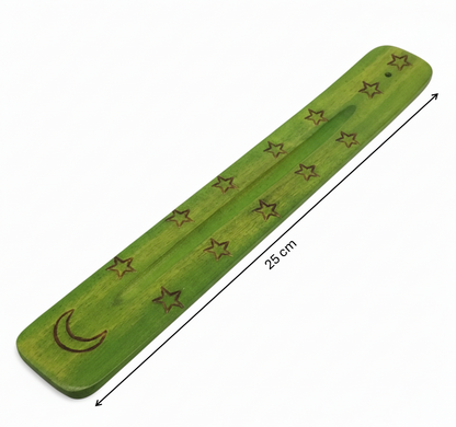 Moon & Stars Wooden Incense Holder – Carrier of Guidance & Intuition, 25 cm