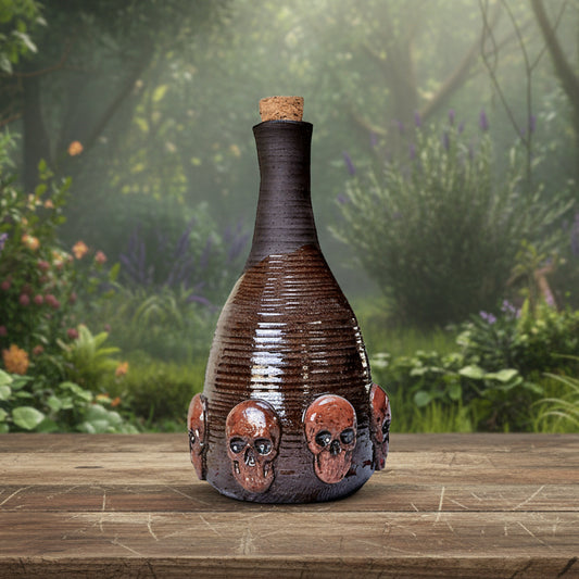 Grim Decanter Ceramic Carafe – Dark Potion Vessel, Ø9×18 cm by Red Raven Pottery