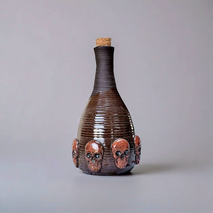 Grim Decanter Ceramic Carafe – Dark Potion Vessel, Ø9×18 cm by Red Raven Pottery