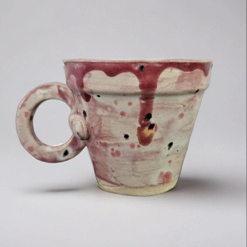 Gripping Hand Ceramic Coffee Cup – Bloodbound Art in Clay, Ø7×6.5 cm by Red Raven Pottery