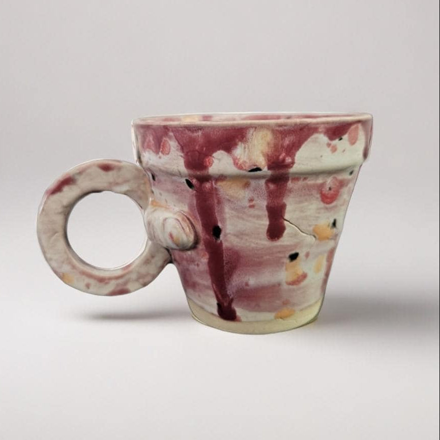 Gripping Hand Ceramic Coffee Cup – Bloodbound Art in Clay, Ø7×6.5 cm by Red Raven Pottery