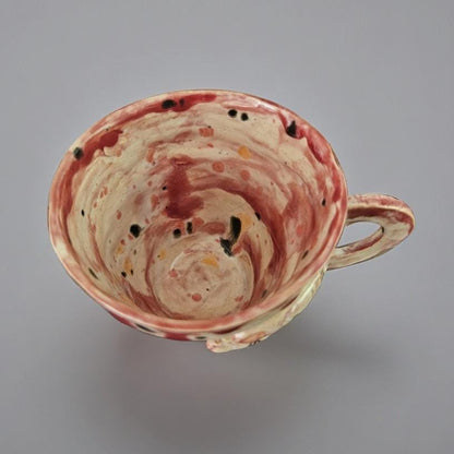 Gripping Hand Ceramic Coffee Cup – Bloodbound Art in Clay, Ø7×6.5 cm by Red Raven Pottery
