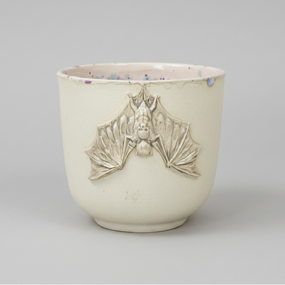 Guardian Bat Ceramic Planter – Midnight Garden Charm, Ø8.5×8 cm by Red Raven Pottery