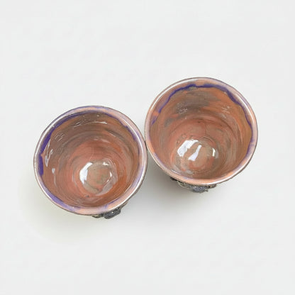 Guardian Raccoon Ceramic Mini Planters – Winged Duo For Liveliness, Ø6.5×5.5 cm by Red Raven Pottery