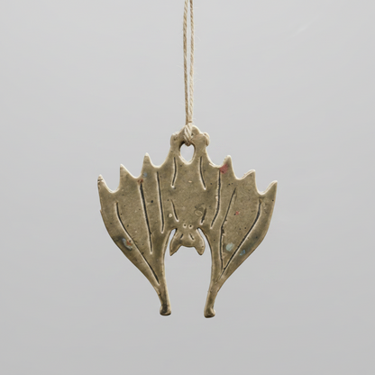 Hanging Bat Ceramic Talisman – Passage Marker Charm, 7.5×7 cm b Red Raven Pottery