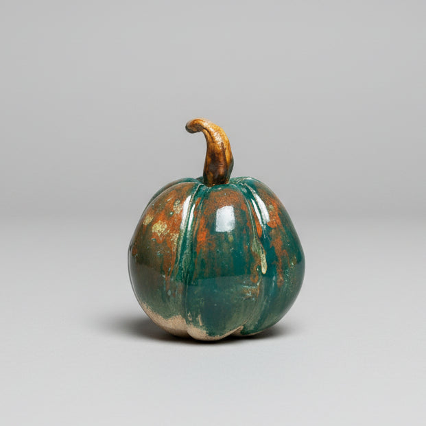 Harvest Shades Handmade Ceramic Pumpkin Figurine – Autumn Decoration, Various Designs by Red Raven Pottery