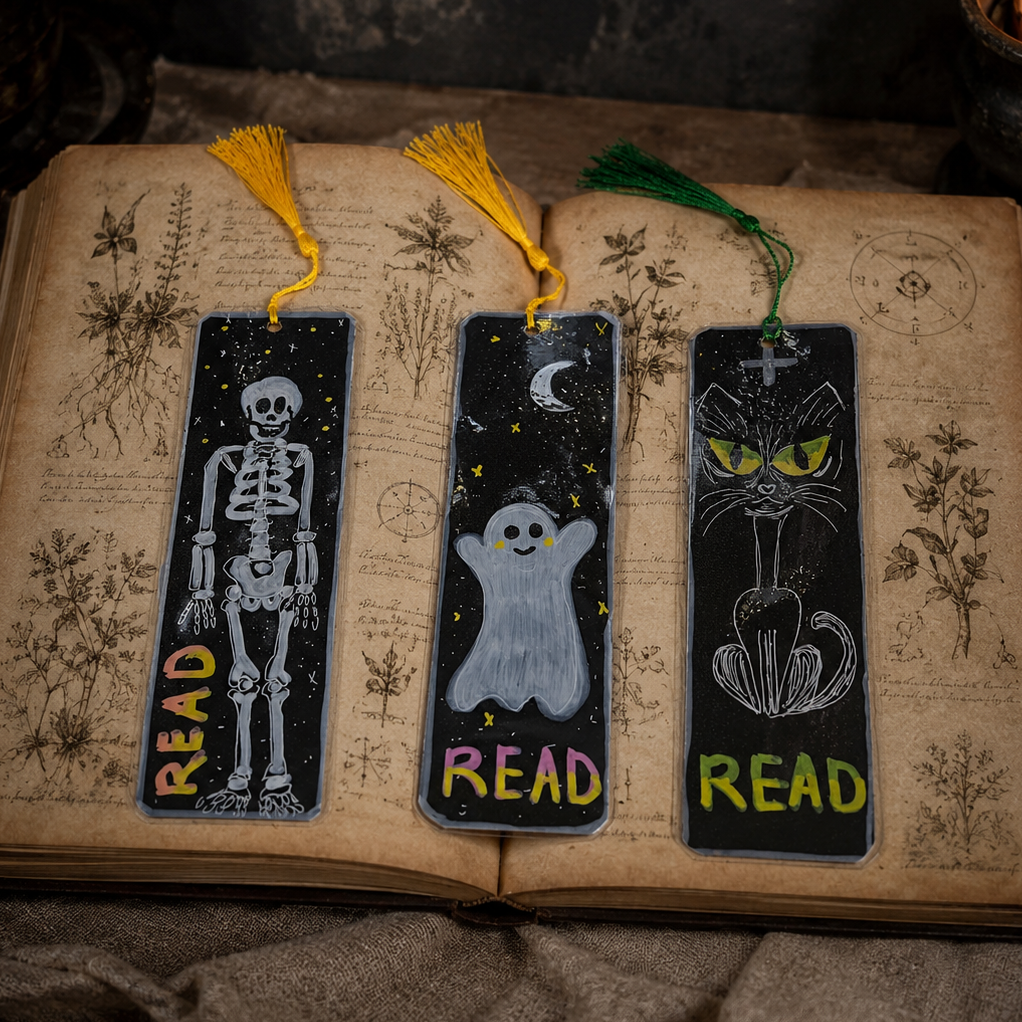 Haunted Companions Illustrated Bookmark – Halloween Reading Companion, 18 cm by Hook & Hex