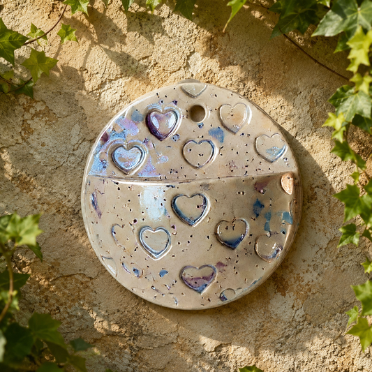 Heartstrings Ceramic Wall Planter – Sweet Succulent Pocket, Ø10 × 3 cm by Red Raven Pottery