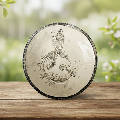 Hummingbird Moment Ceramic Dinner Plate – Lightness In Still Motion, Ø19.5×3 cm by Red Raven Pottery
