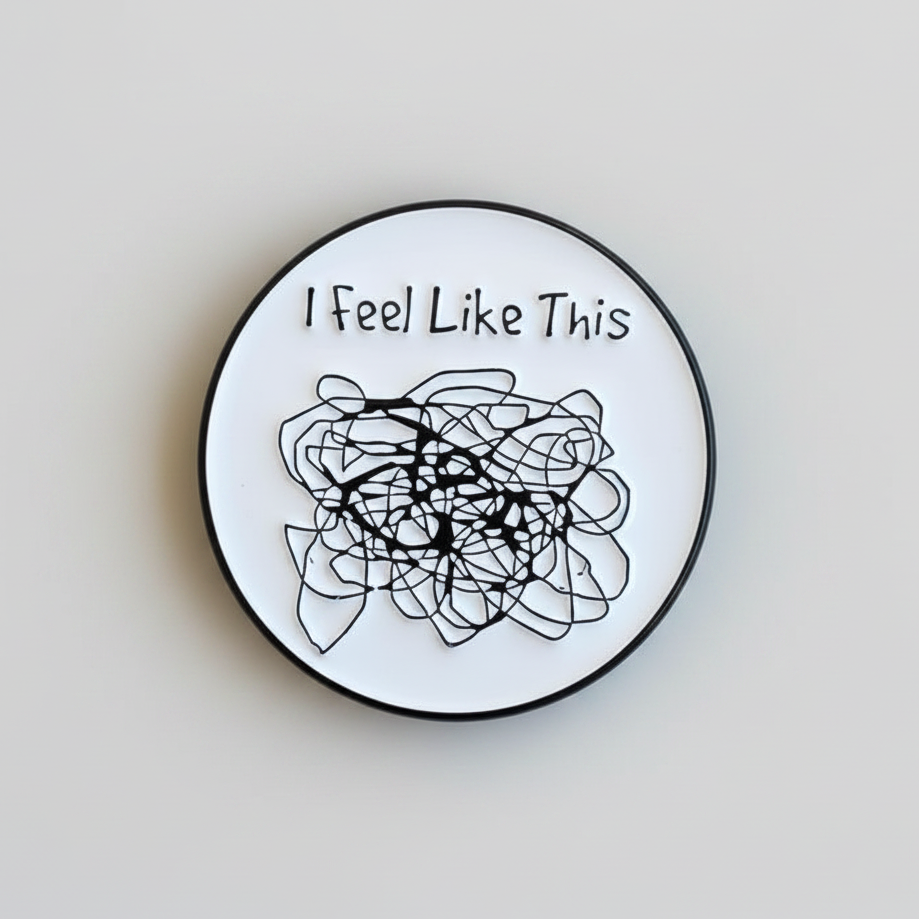 I Feel Like This Lapel Pin – Cloudy Mind Metal Badge, Ø 3 cm