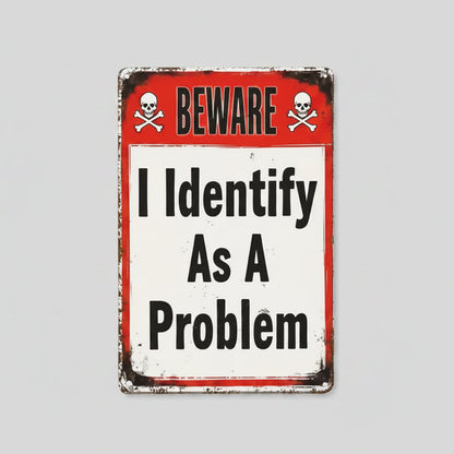 I Identify as a Problem Wooden Sign – Self-Mockery Wall Art, 13 × 20 cm