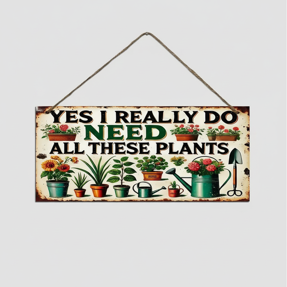 I Really Do Need All These Plants Wooden Sign – Plant Lover Statement Wall Art, 10×20 cm