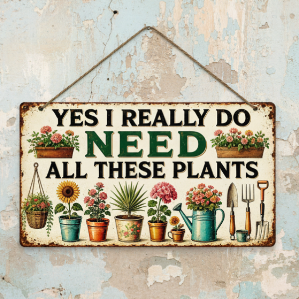 I Really Do Need All These Plants Wooden Sign – Plant Lover Wall Art, 10×20 cm