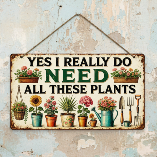 I Really Do Need All These Plants Wooden Sign – Plant Lover Wall Art, 10×20 cm