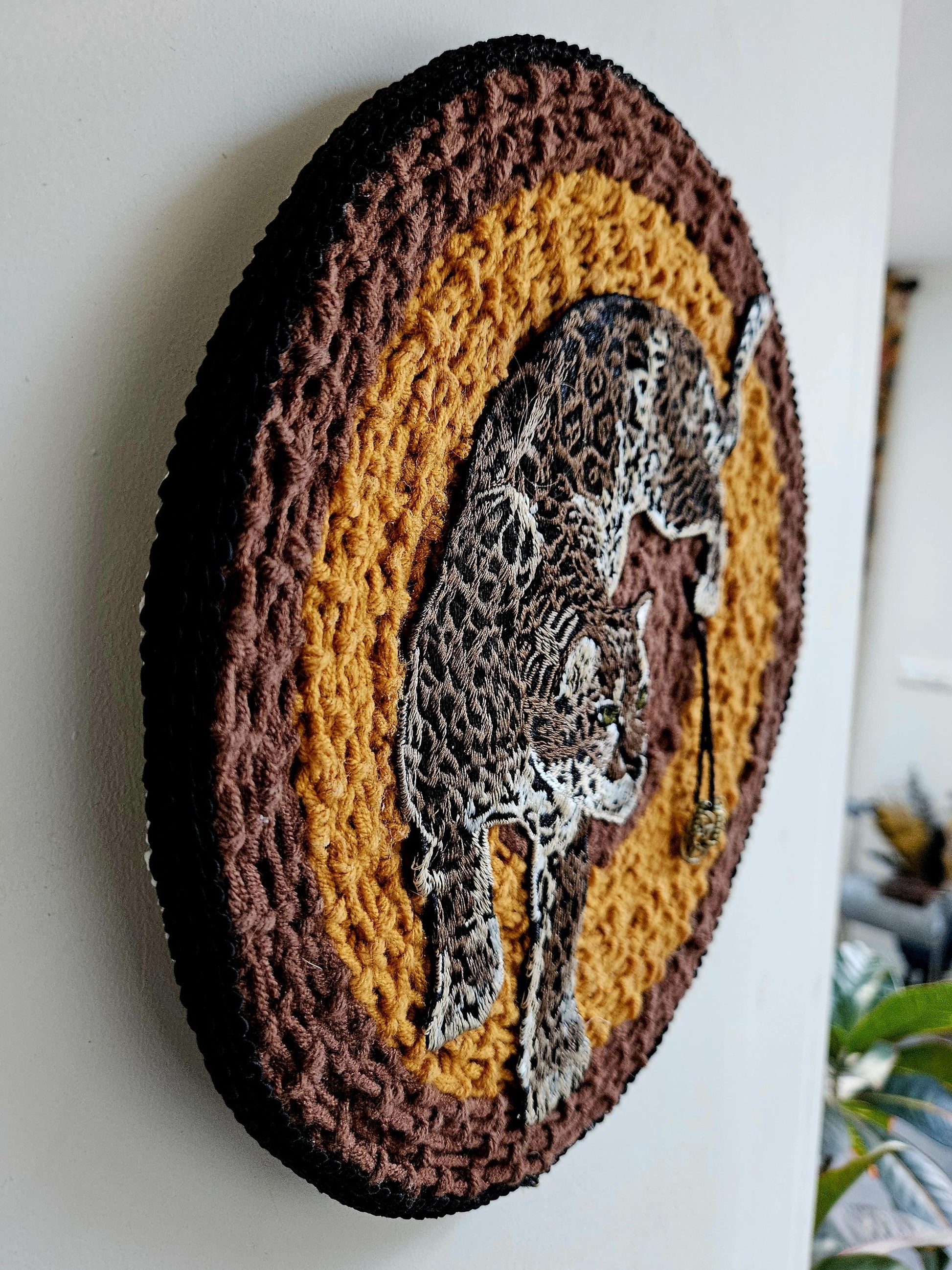 handmade crochet wall decorations Panter