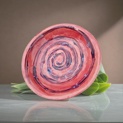 Pink spiral dinner plate