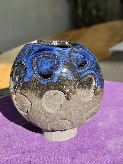 Handmade Blue hearts planter