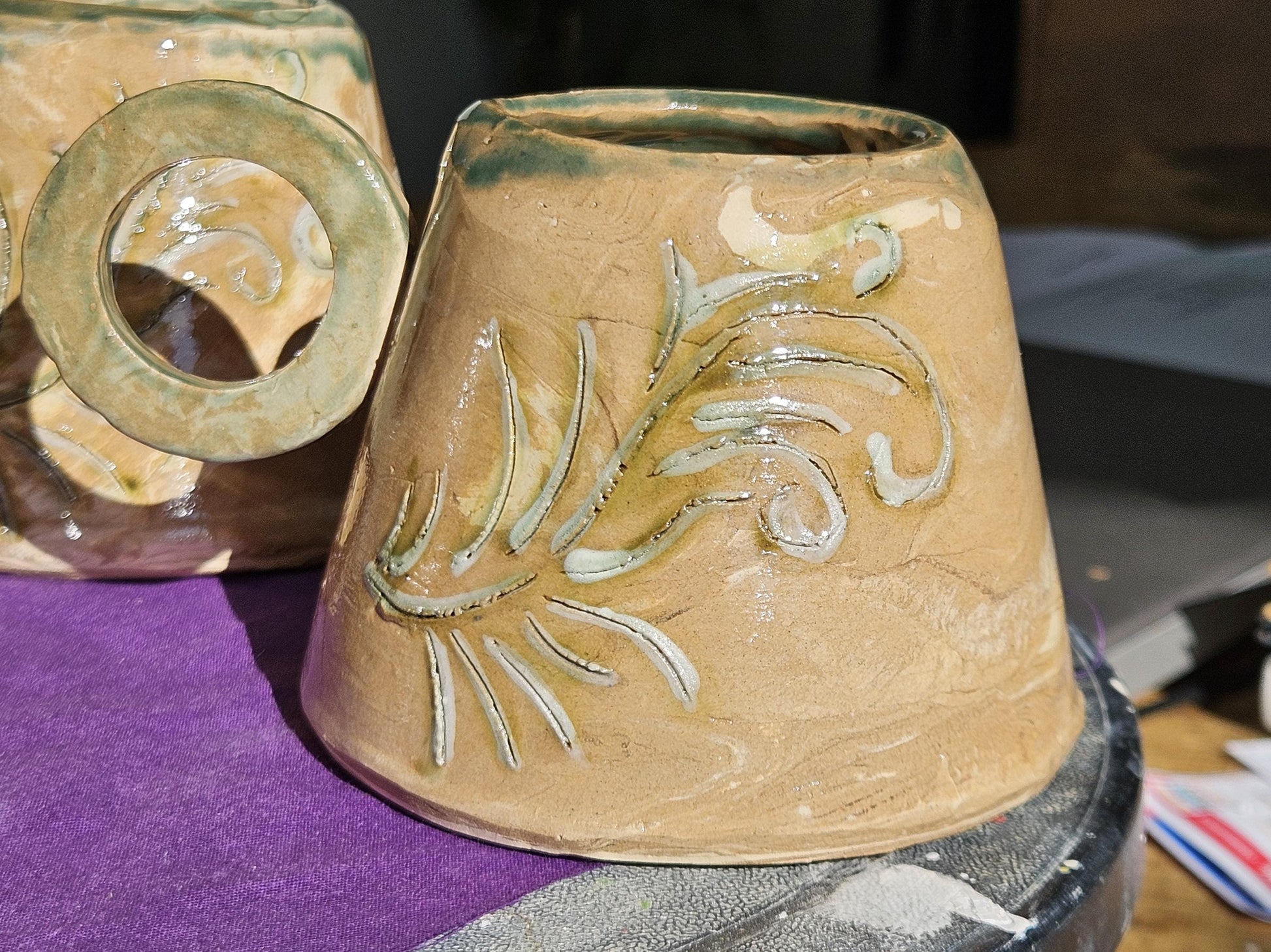 Handmade green branch Teacup