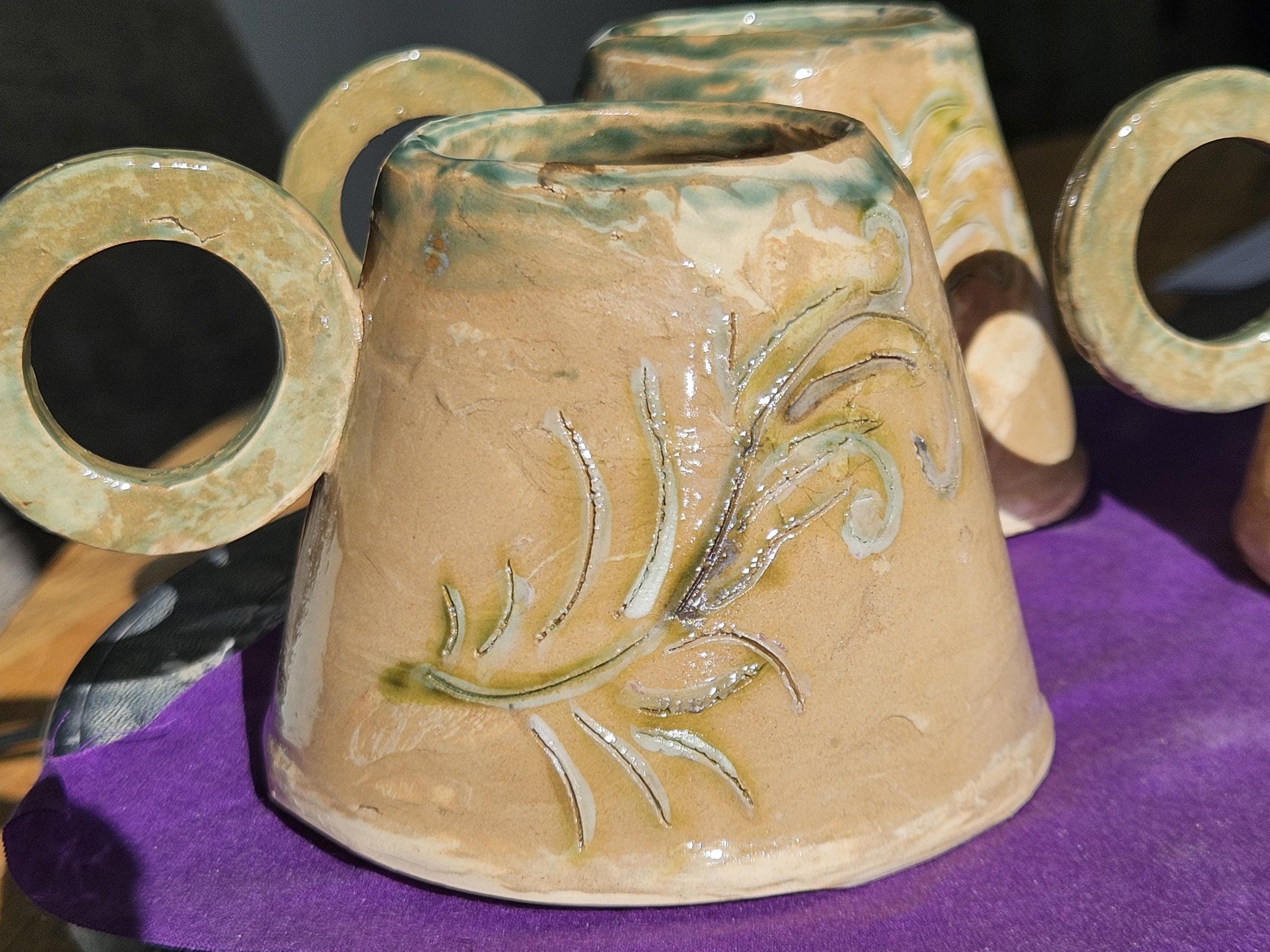 Handmade green branch Teacup