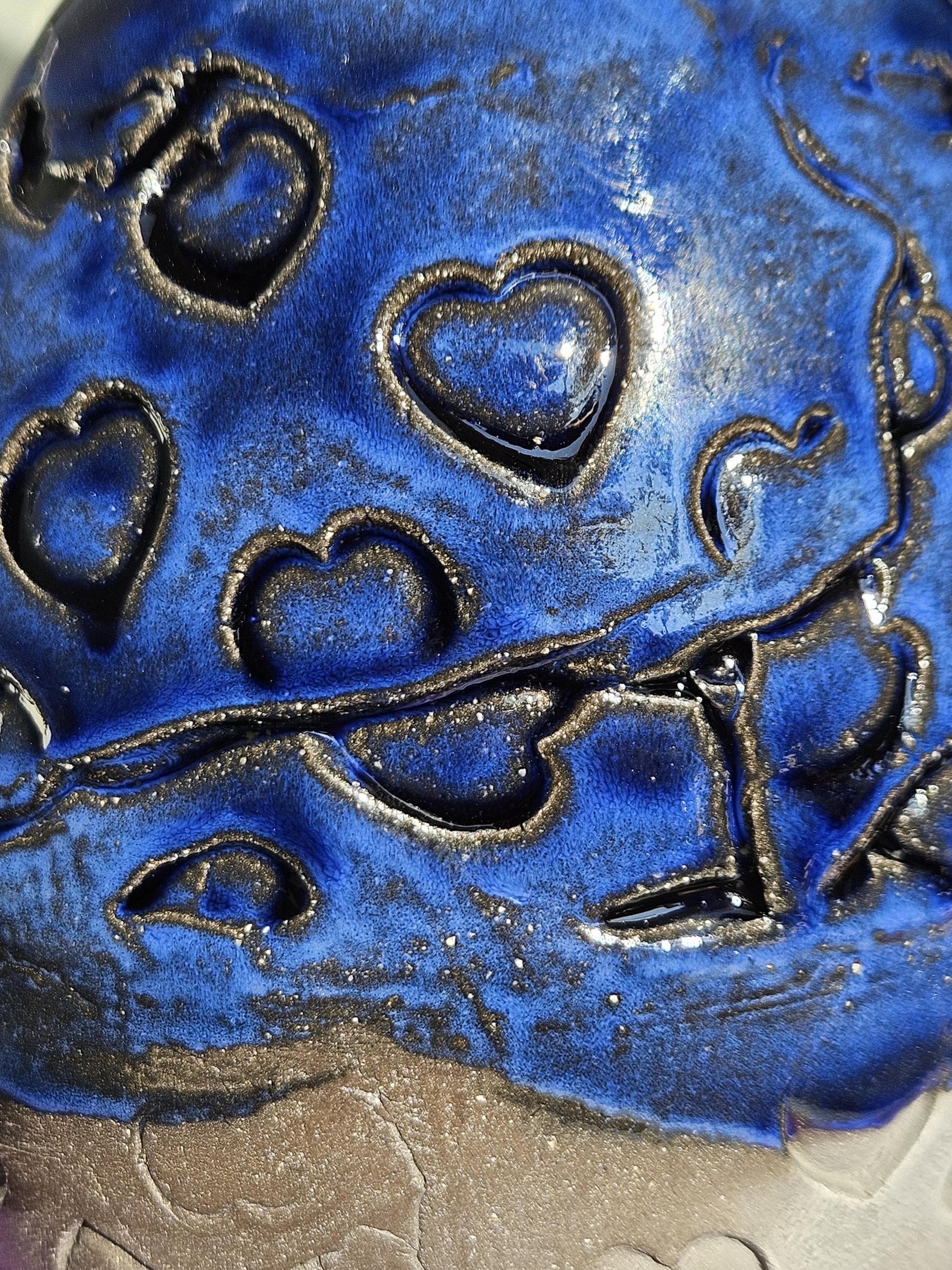 Handmade Blue vase with hearts