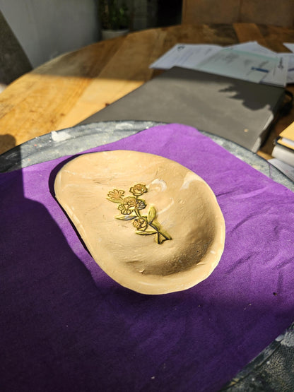 Handmade Green flower jewelry dish