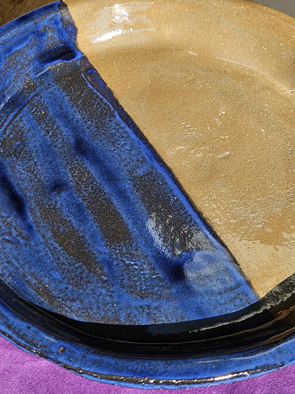 Handmade half blue dinnerplate