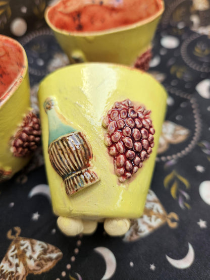 Handmade mini jars for shots of plants set of 3 wine and grapes