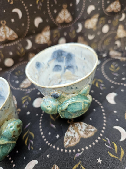 Handmade "Turtle Treasures" Ceramic Minis - Set of 2 Shot & Succulent Jars - Wonder Creatures Collection