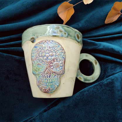 Handmade day of the dead coffee mug
