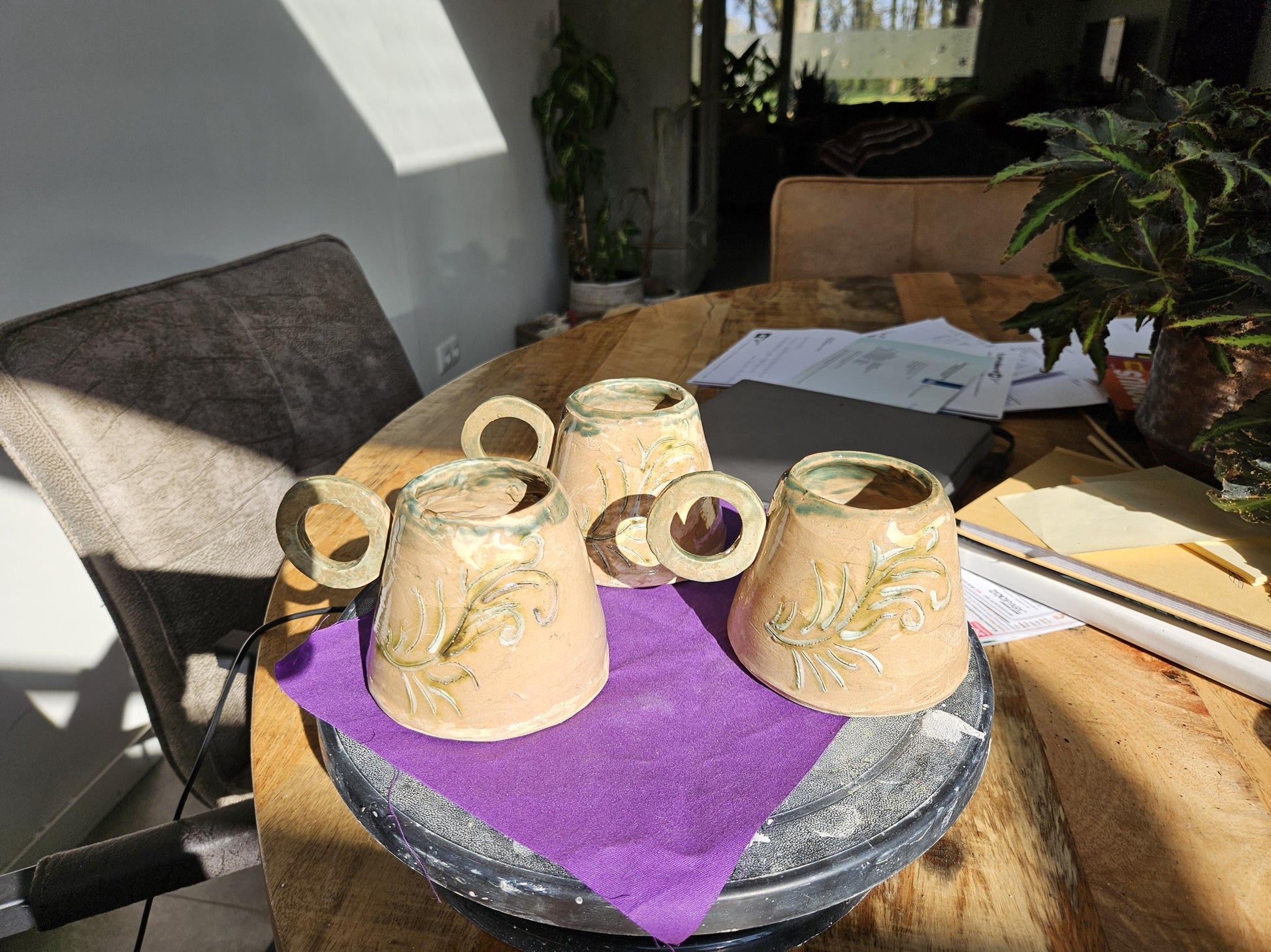 Handmade green branch Teacup