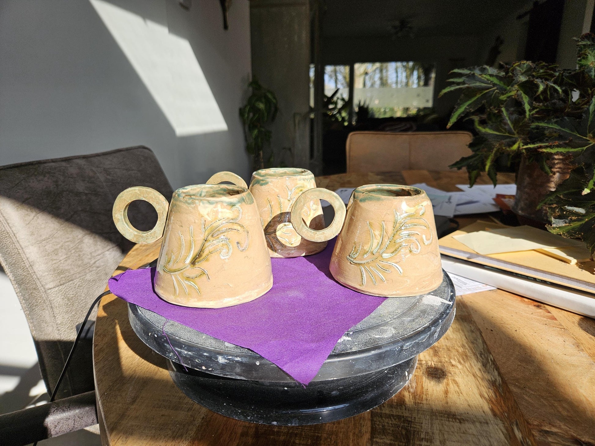 Handmade green branch Teacup
