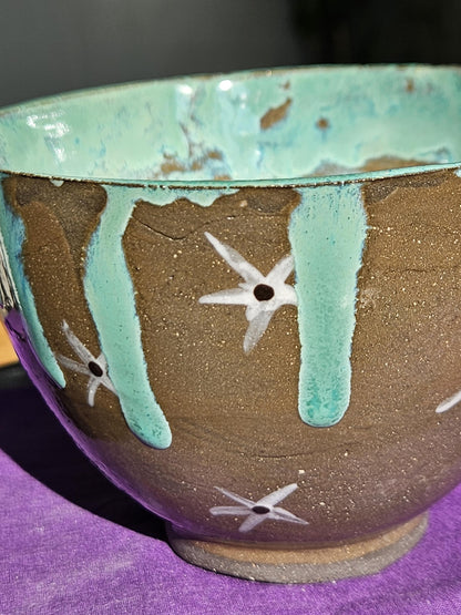 Handmade jade green bowl with stars