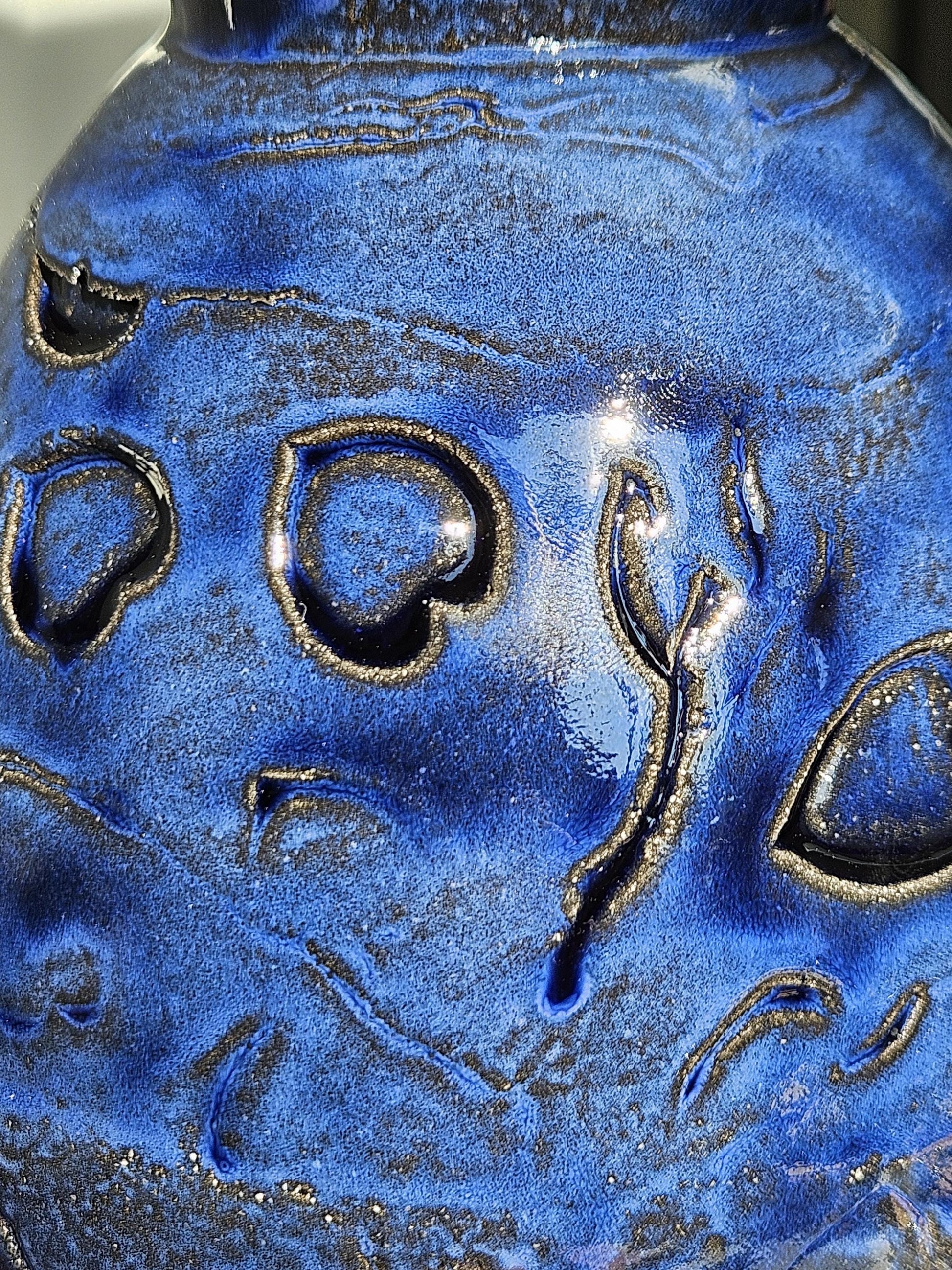 Handmade Blue vase with hearts