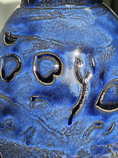 Handmade Blue vase with hearts