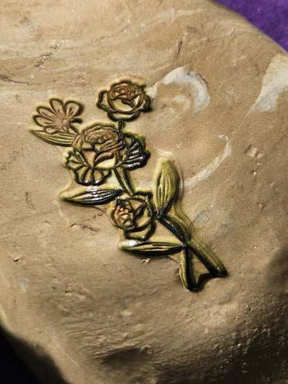 Handmade Green flower jewelry dish