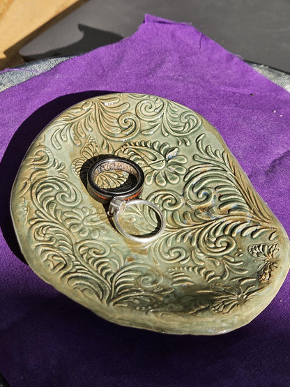 Handmade Green butterfly jewelry dish