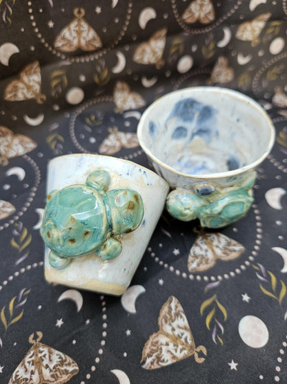 Handmade "Turtle Treasures" Ceramic Minis - Set of 2 Shot & Succulent Jars - Wonder Creatures Collection