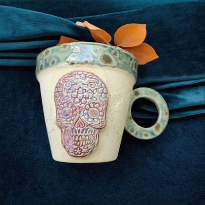 Handmade day of the dead coffee mug