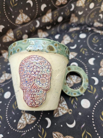 Handmade day of the dead coffee mug