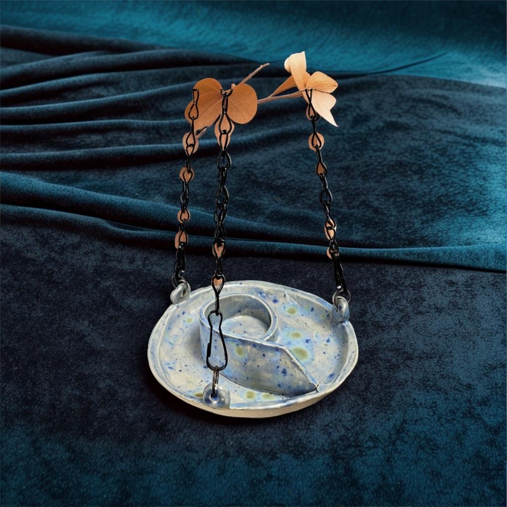 Handgemaakt keramisch vogelvoerbak 'Bluebell' - Fairy Relics Collection