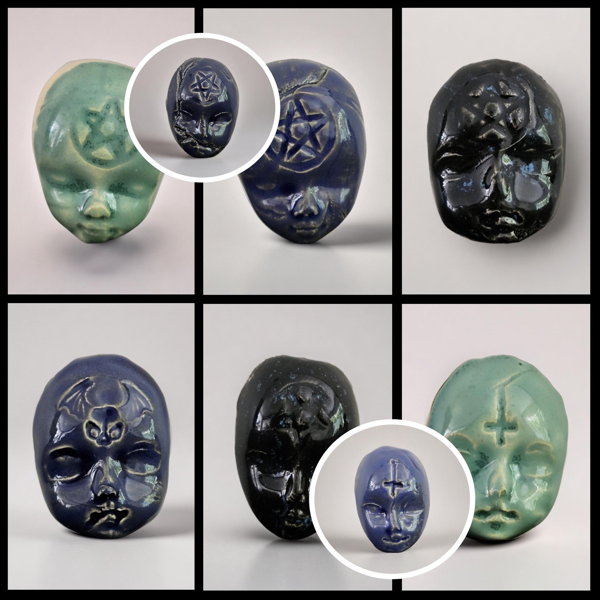 Occult Baby Face Magnet – Handmade Ceramic, 4x3 cm, Dark & Disturbing Decor